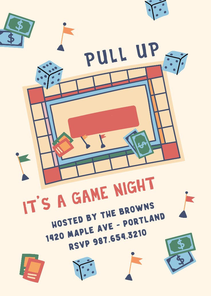 Pull up a chair - sports & games invitation